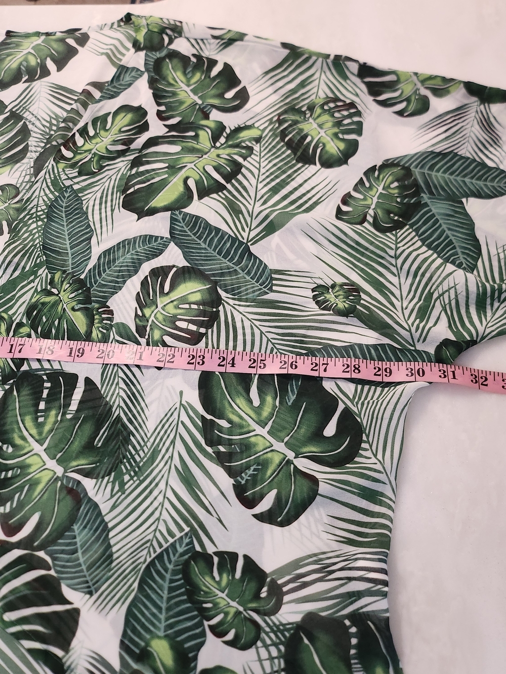 Tropical Leaf Kimono Cardigan - Green & White - Picture 6 of 7